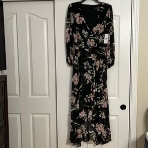 NWT Black Floral Jessica Howard hi-lo dress